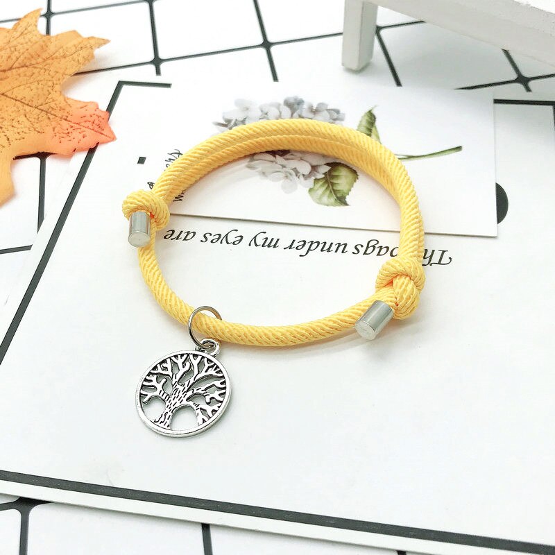 Moda pleciona lina drzewo życia uroku bransoletki mężczyźni kobiety Handmade regulowana czerwona nić bransoletka para Braclet prezent dla najlepszego przyjaciela: yellow