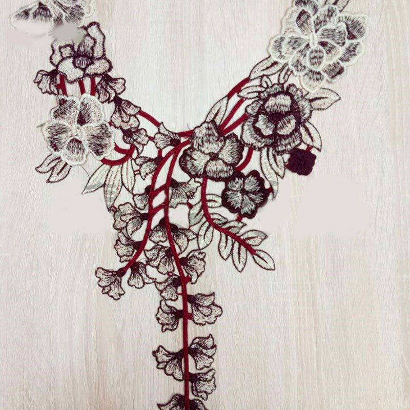 Costura con bordado de encaje de flores para ropa, apliques Diy, accesorio adhesivo para cuello de encaje para escote, parche para Scrapbooking, ropa