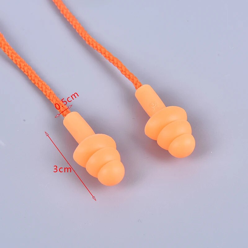 1 Pc Silicone Ear Plugs Sleep Earplugs Noise Reduction Swimming Earplugs With Rope For Men Women Diving Underwater Ear Plugs