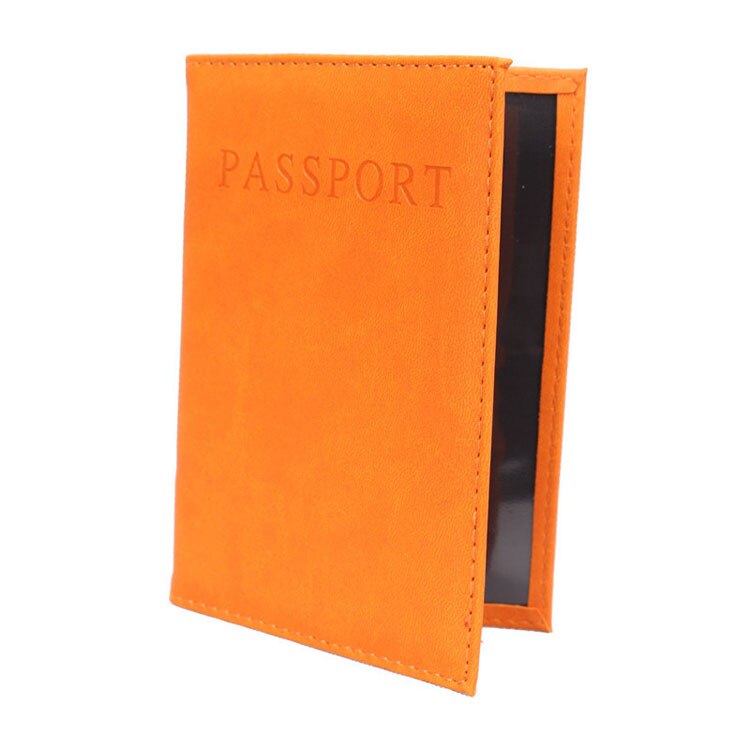 OKOKC English Alphabet Solid Passport Cover PU Passport Package Travel Tickets Passport Holder Travel Accessories: Orange