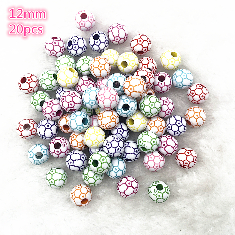 10-20 piezas deporte Rugby tenis baloncesto fútbol voleibol cuentas espaciador cuentas acrílicas para fabricación de joyería DIY pulsera collar: Blanco