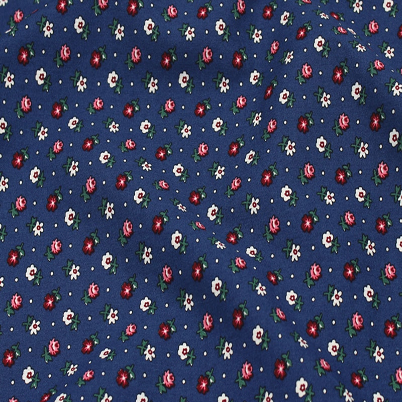 100%  vanlig bomull poplin blå hvit svart små hage blomster trykt bomull poplin stoff 50 x 140cm sjekk stoff lappeteppe