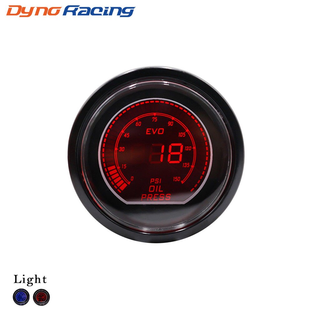 Oil press gauge 52mm 2inch EVO LCD Red/Blue Led 0-150 PSI Oil Pressure Gauge With Sensor Smoke Lens Car meter YC101033