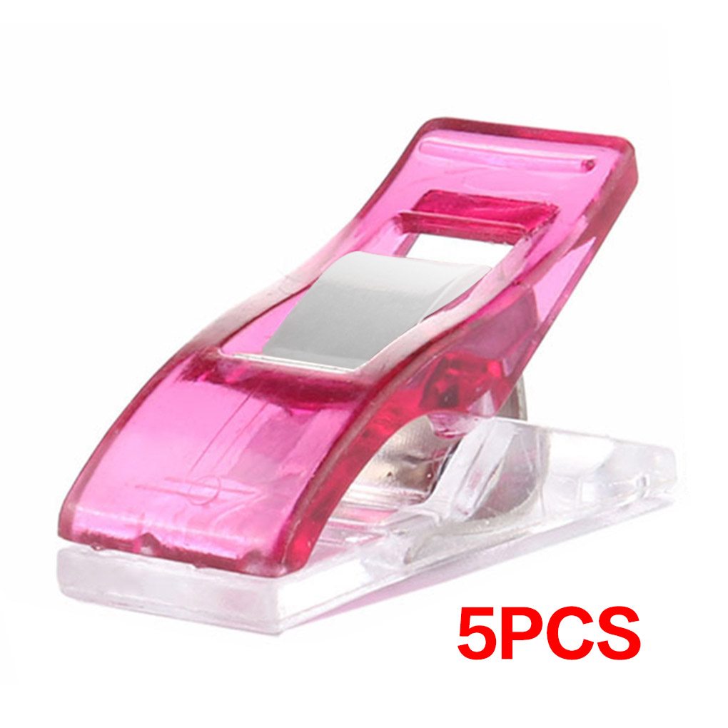 Pinzas de acolchado de plástico para costura, pinzas de costura para encuadernación de retales, herramientas de costura para manualidades: 5pcs Pink