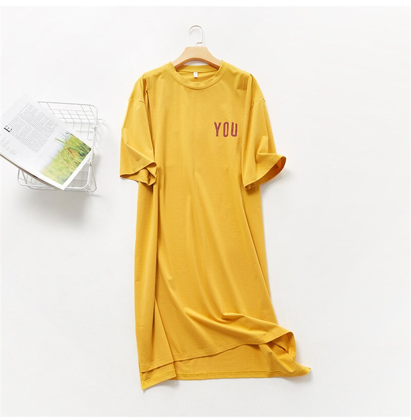 Summer Cotton Maternity Nursing Night Dress Lacation Mother Breastfeeding Nightwear Breast Feeding Homewear Lounge Nightgown: Yellow / L