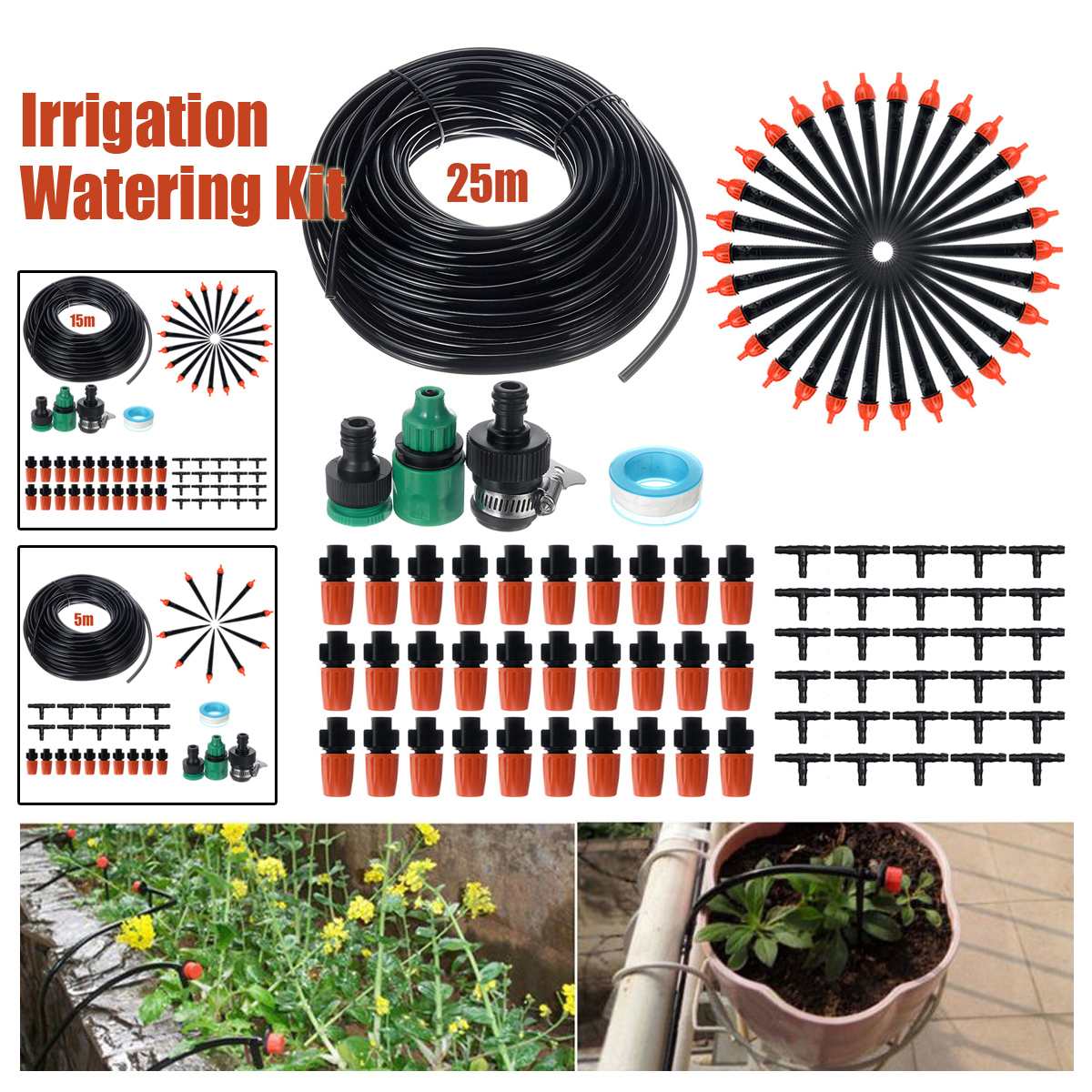 5/15/25m Automatic Watering Timer Irrigation System Greenhouse Plant Kit for Flowers Plants Bonsai Intelligent Care Watering Kit