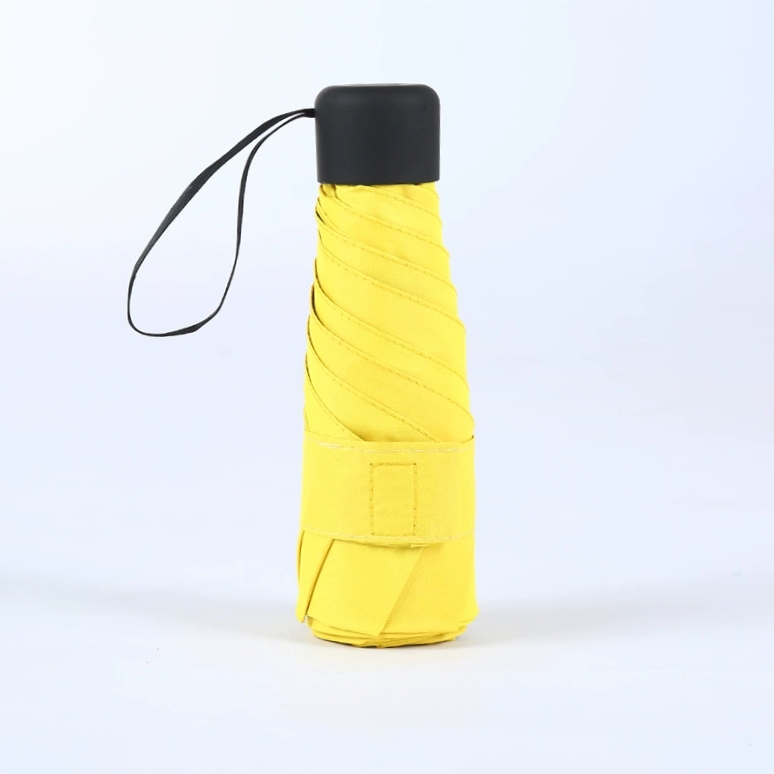 Tragbarer Mini-Sonnenschirm, kleine Tasche, Regen, UPF50, Reisetasenschirm, Vinyl, faltbarer Regenschirm, UV-Schutz, Sonnenschutz, Taschenschirm: Gelb