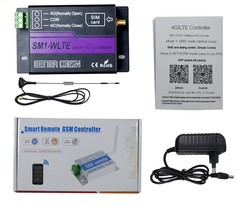 1 Channel Relay 4G SMS GSM APP Wireless Controller GSM Receiver Switch Gate Door Opener Operator