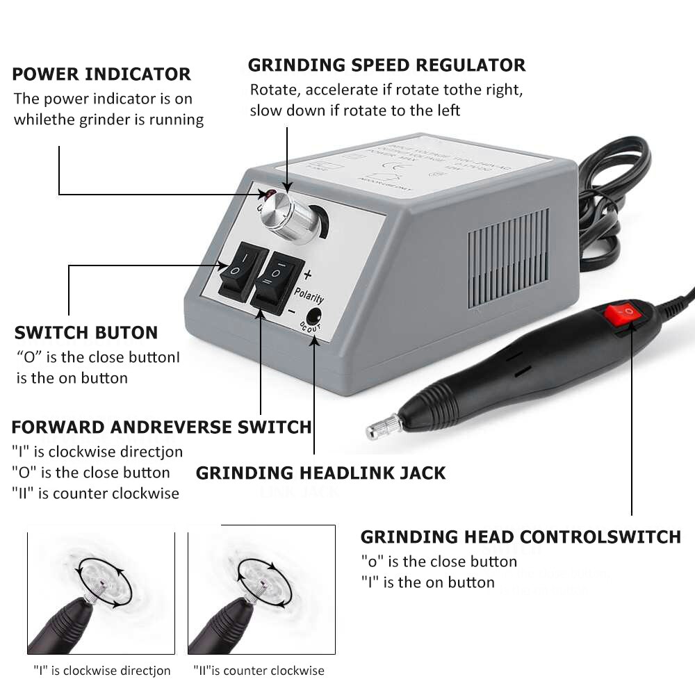 1 set elektrische manicuremachine, pen, pedicure, nagelvijl, nagelgereedschap, 6 bits, boor, nagelboormachine, apparatuur