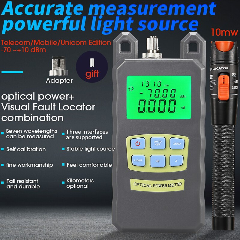 2 In 1 Ftth Glasvezel Tool Kit AUA-70A Optische Power Meter -70 Tot + 10dBm En 10Mw visual Fault Locator Fiber Optic Test Pen: OPM with 10KM VFL