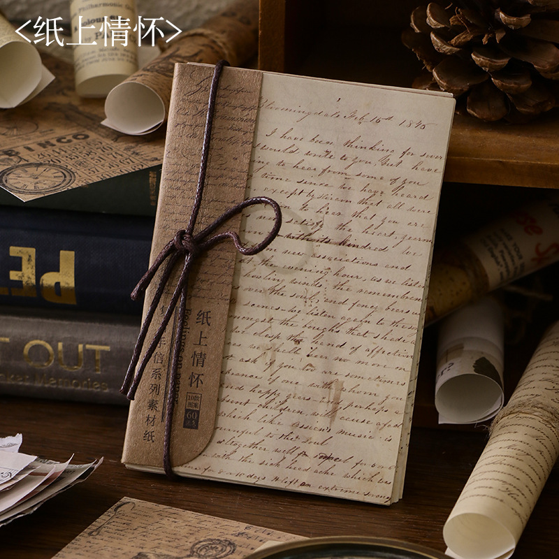60Sheets Retro Handwritten Letter Material Paper J Vicedeal