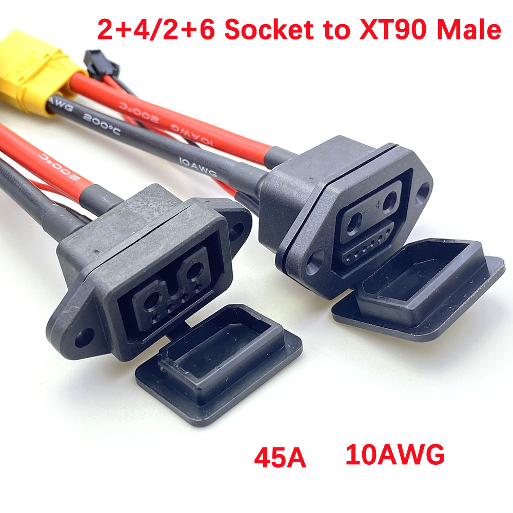 Electric vehicle charging connector cable 45A 2+6/2+4 with high power signal line 10AWG lithium battery connection wire e-bike