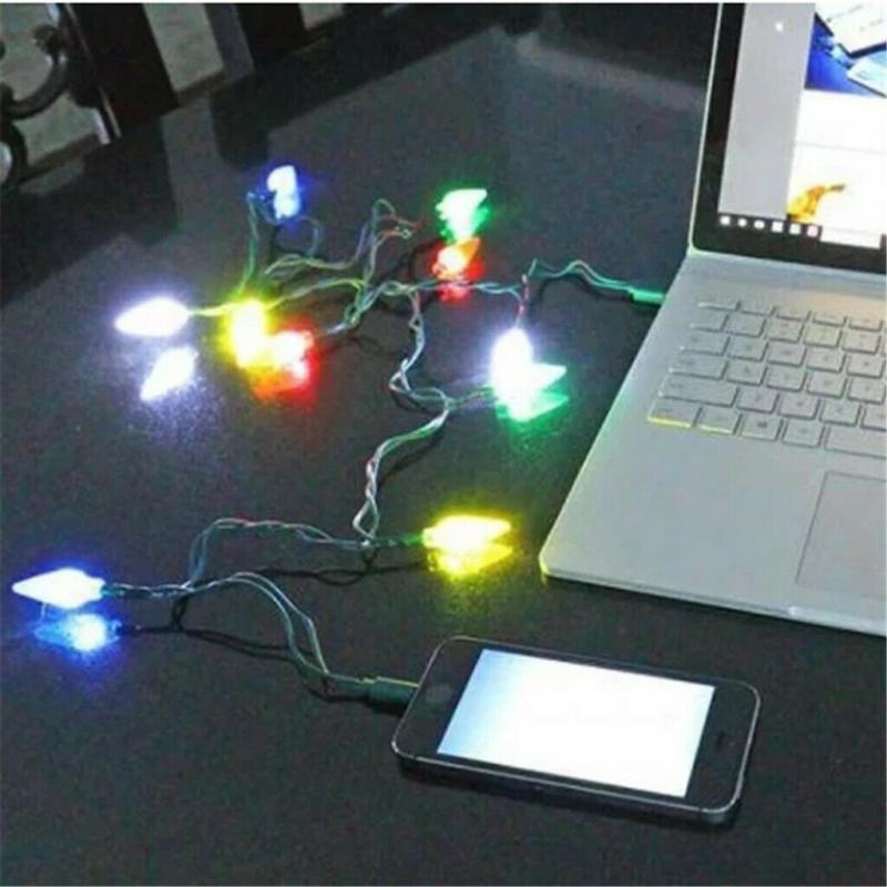Cable USB Led para iluminación de Iphone, Cable de carga Dci para luz de Feliz Navidad, Android, novedad de ,