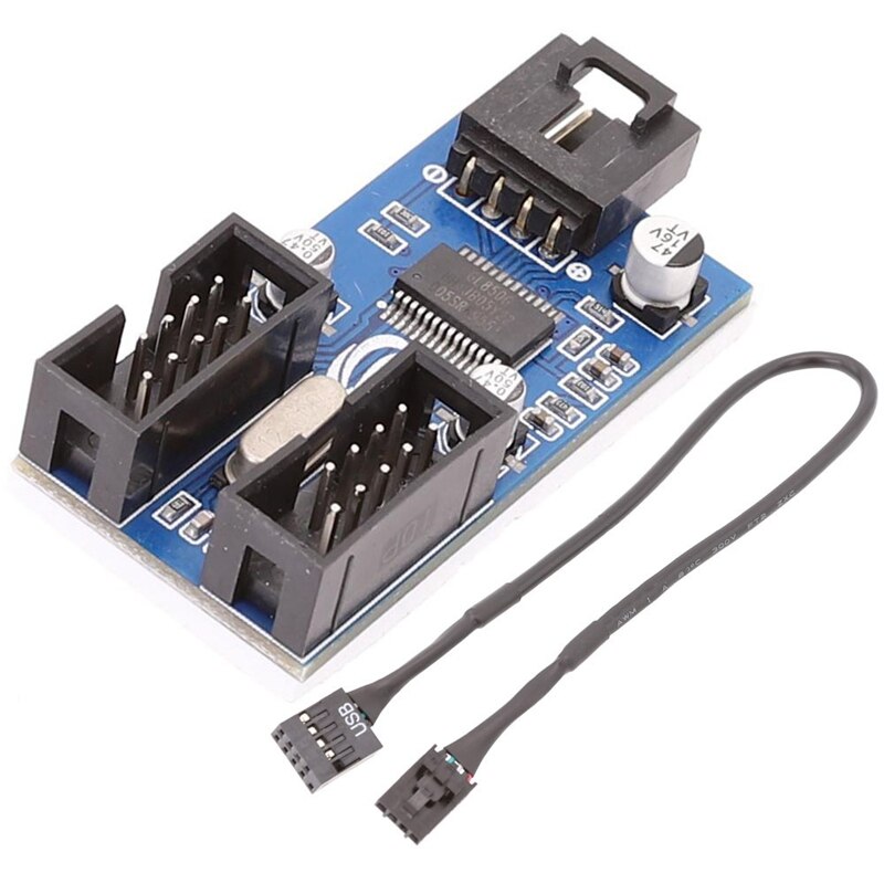 -9 Pin USB Header Extension Cable Card Desktop 9-Pin USB HUB USB 2.0 9 Pin Connector Adapter: 2