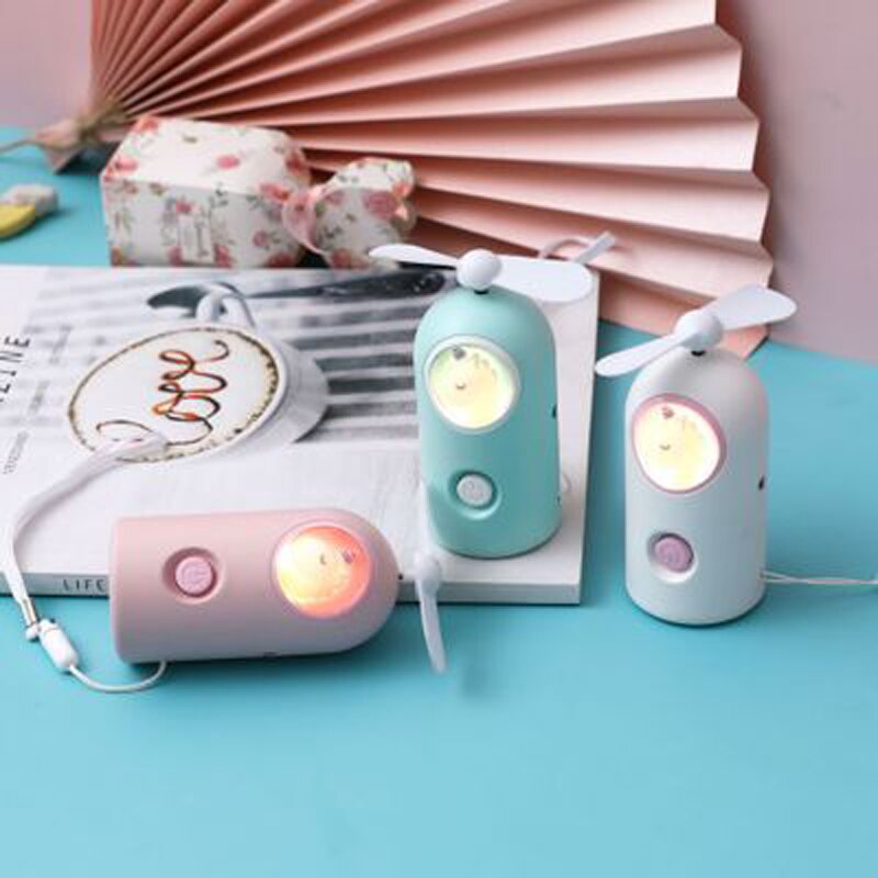 night light Unicorn fan mini fan Mini Summer electric fan cartoon cute girl Mini Fan portable USB charging fan