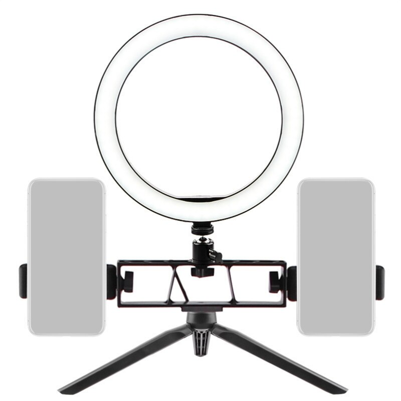 LED Fill Light Bracket, Portable 16cm Ring Light Two-Position Machine Selfie Tripod Video Live Fill Light Bracket