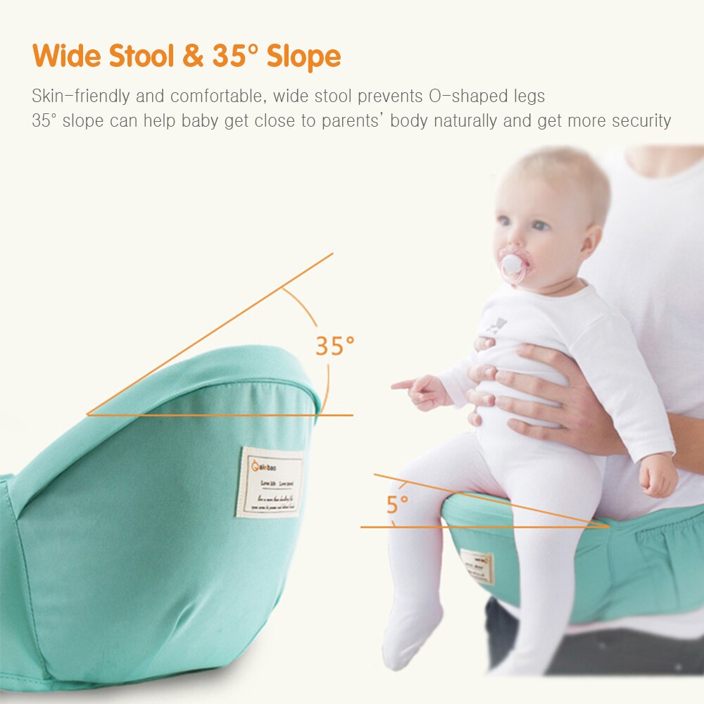Portabebés con asiento de cadera, desmontable, correa ajustable, bolsillos laterales, portabebés de seguridad, taburete de cintura