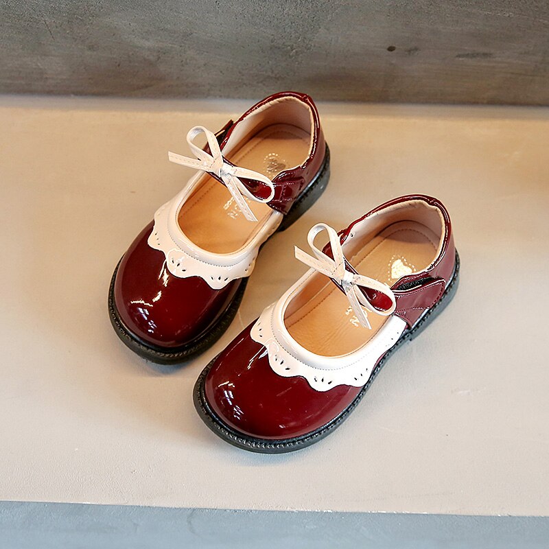 Baby Girls Leather Shoes Kids Casual Flats Bow-knot Princess British Style Classic Oxfords Children Dancing Shoes