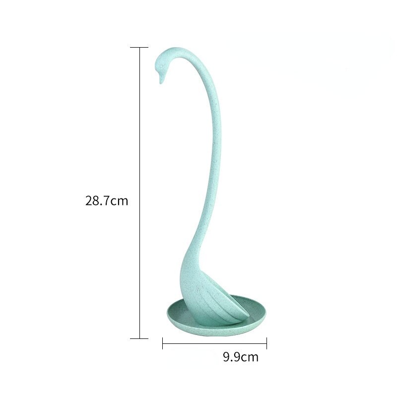 1Pc Swan Ladle Spoons with Tray Swan Shaped Ladle Special Swan Spoons Useful Kitchen Cooking Tool Plastic Ladle Home Table Decor: green