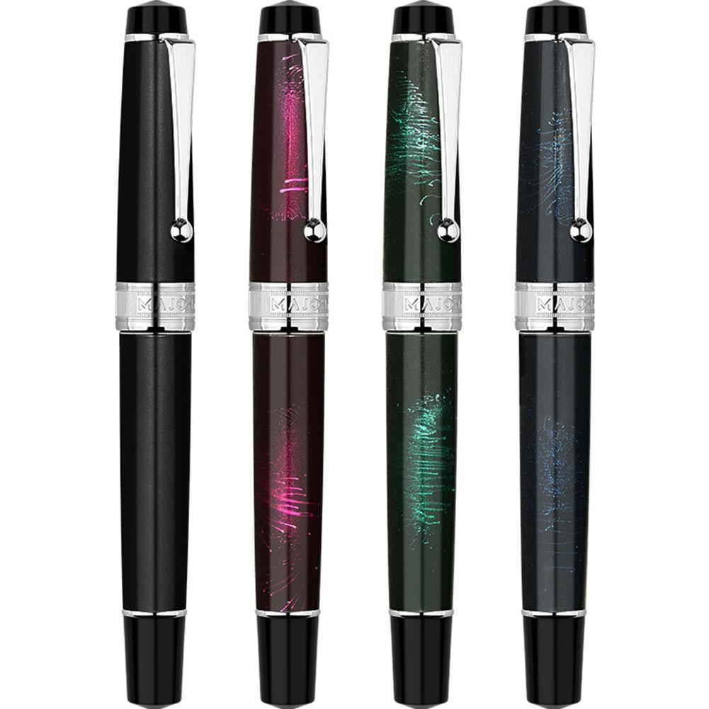 MAJOHN – stylo-plume à Piston T5, en métal Iridium EF/F/M, magnifique stylo à encre de grande capacité pour écriture, de bureau avec boîte