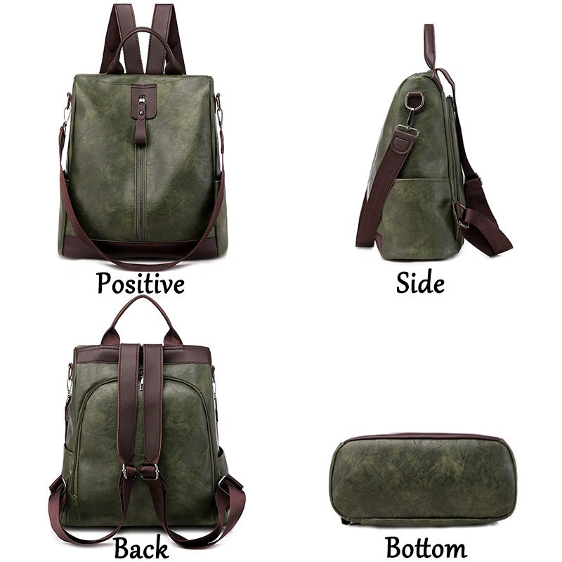 Bruin Vrouwen Rugzak Vintage Leren Rugzak Voor Tienermeisjes Mochila Feminina Vrouwelijke Anti-Diefstal Rugzak