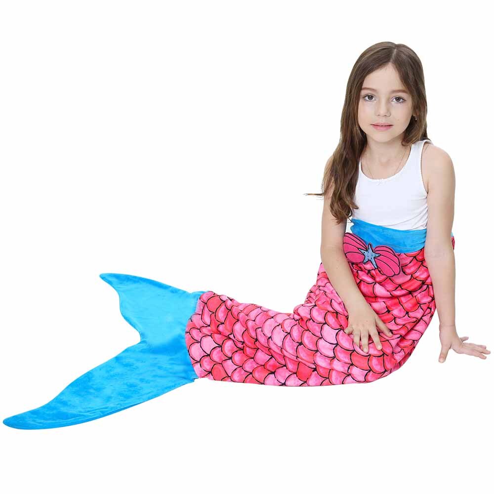 Mermaid Fish Tail Blanket Polar Fleece Wearable Portable Mermaid Blankets For Children Girl Kids On Bed Throw Plaid Blanket