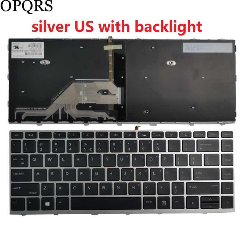 Russian RU/US laptop Keyboard for HP Probook 640 G4 645 G4 645 G5 430 G5 440 G5 445 G5 black silver frame: silver US backlit