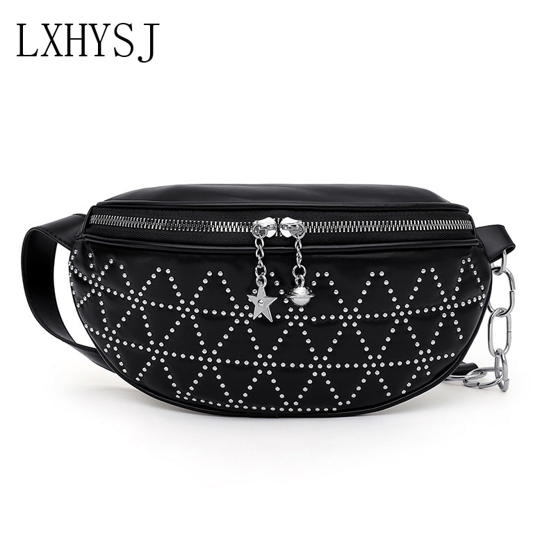 Saco de cintura nova moda à prova dwaterproof água pacote de peito fanny pacote de corrente de cinto feminino treliça pacote de cintura saco de barriga bolsa