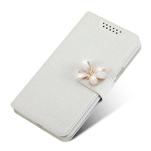 Dneilacc Case For Coque Asus Zenfone 3s Max ZC521TL Cell Phone Cover With Rhinestone Luxury Flower Diamond Phone Bags: White With Butterfly