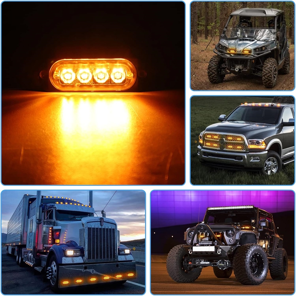 Luz LED para parrilla de coche 4 en 1, luces LED de advertencia intermitentes, barra, camión de bomberos, motocicleta, policía, lámpara de emergencia, lámpara para remolque SUV, 12/24V