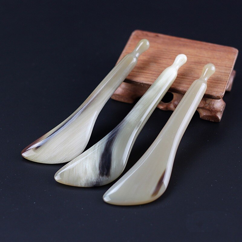 White Ox Horn Massage Stick Board Gua Sha Scrapping Acupuncture Massager Bar Wand For Face Eye Natural Massage Beauty Supplies