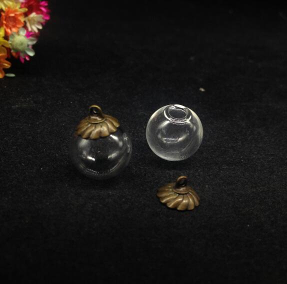 5 14mm esferas de cristal con cuentas mixtas, accesorios para tapa, dijes, colgantes para frascos de cristal, tapas de cristal, frascos, collares: Pequeña capitalización de bronce
