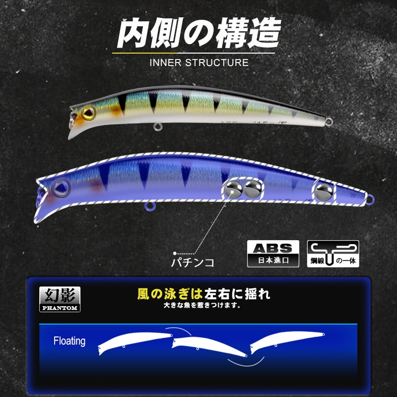 Señuelos de pesca D1 KOMOMO II Minnow, anzuelos duros artificiales flotantes de 120mm/15g, Wobblers de agua salada para pesca de lubina, aparejos de pesca