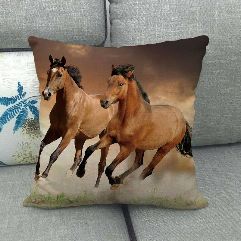 45cm * 45cm running horse linnen/katoen sierkussen covers couch kussenhoes home decor kussen