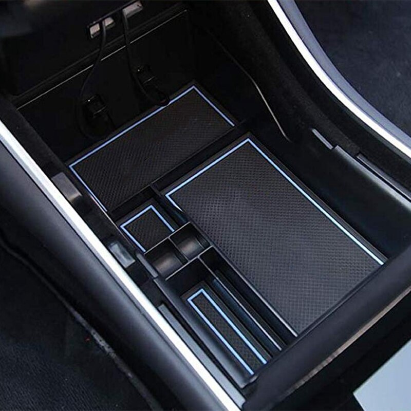 Compartimento central para coche, bandeja organizadora para Tesla Model 3, caja de reposabrazos para teléfono, soporte de gafas de sol de bolsillo, contenedor