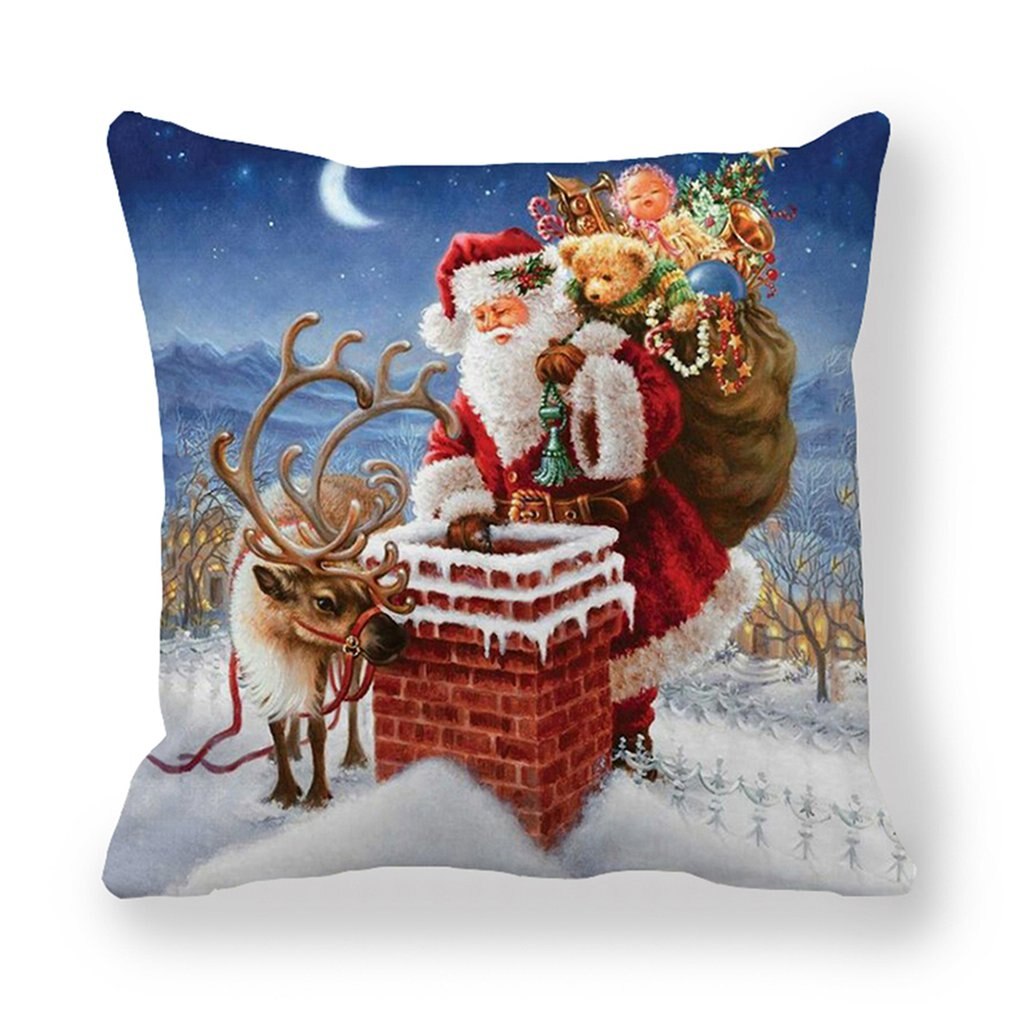 1 pièces taie d'oreiller père noël imprimer vieil homme canapé-lit décor à la maison taie d'oreiller chambre housse de coussin joyeux noël 44x44 Cm: 9