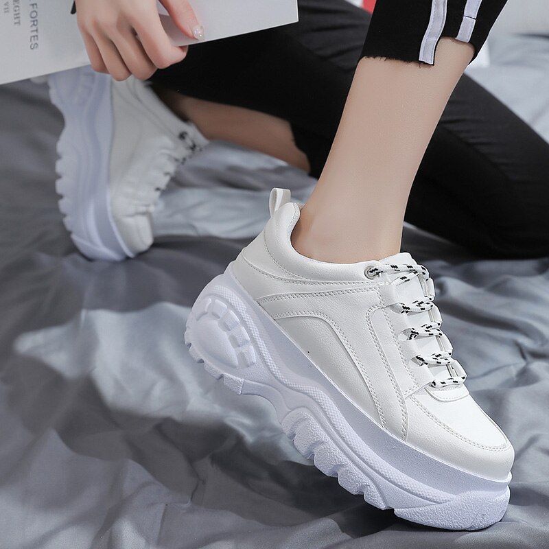 Kvinder sneakers platform sko hvide lave høje sko chunky causal sko kvinde sko  st456 st463