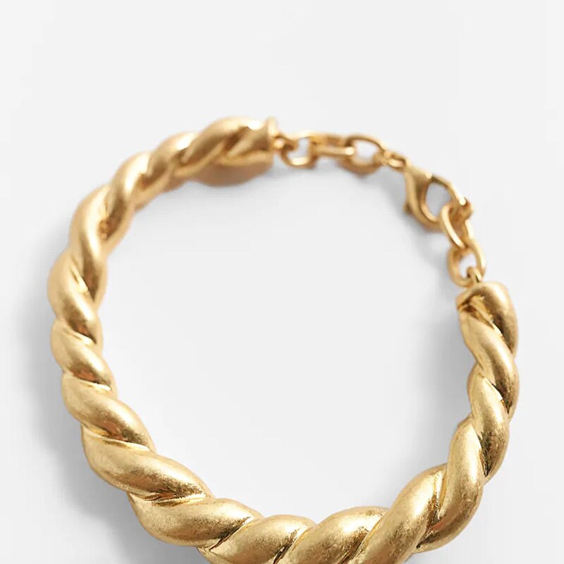 ZA Vintage Statement Gold Metal Three Chain Bracelet For Women Luxury Gothic Chain Layered Bracelets Trendy Jewelry: BT022-2