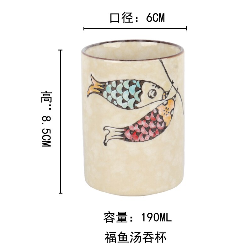 Taza de agua pintada a mano japonesa, copa de sopa de cuerpo recto, golondrina, taza de té de cebada para restaurante, vaso práctico, taza de té de cerámica: 5