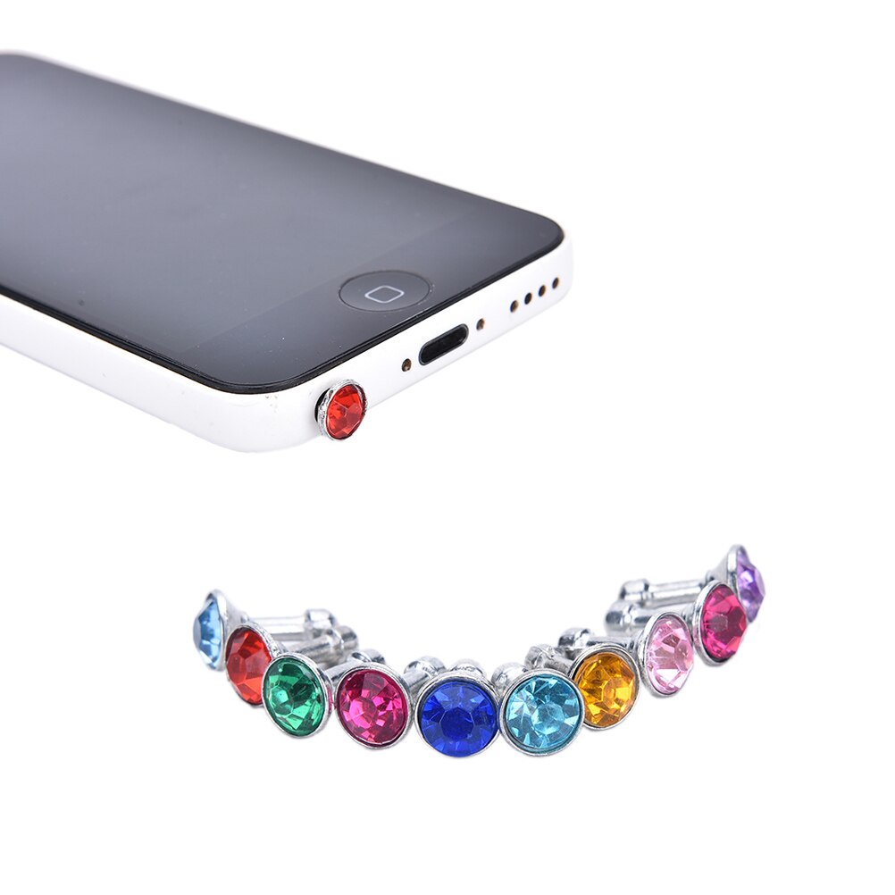 10pcs Bling Universal 3.5mm Cell Phone Earphone Plug For iPhone 6 5s /Samsung /HTC Dust Plug Headphone Jack Stopper