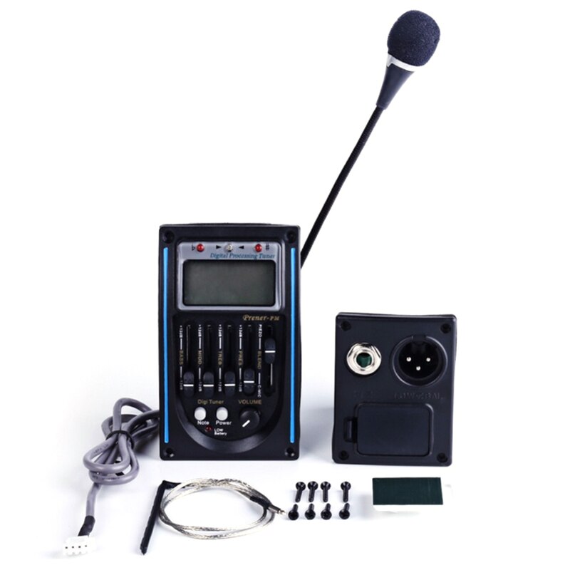 LC-5 5 Bands Akustische Gitarre Pickup EQ Preamp LCD Tuner Piezo Pickup Equalizer-System mit Mikrofon: with Microphone