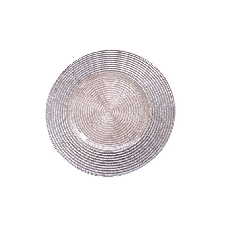 Glass Plate Golden Edge Texture European Retro Western Food Plate Mat Plate Home Cold Cut Steak Salad Plate Dessert Plate: light silver / 32cm
