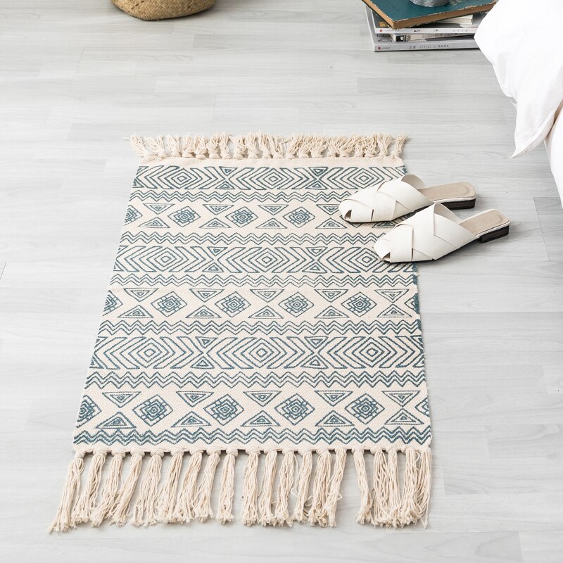 Home Rug Hand Made Rechthoek Kwastje Gebreide katoen tapijt 60x90CM: green