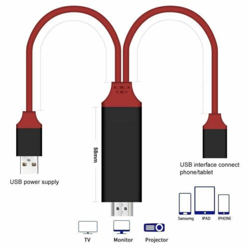 Universal hdmi spejling kabel telefon til tv hdtv 1080p adapter til iphone/ipad/android type-c til hdmi