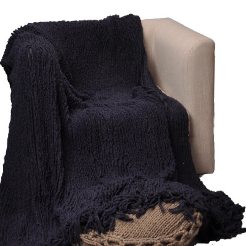 Battilo 100%  acryl casual banksprei woondecoratie gebreide deken , 130*170cm: Marine