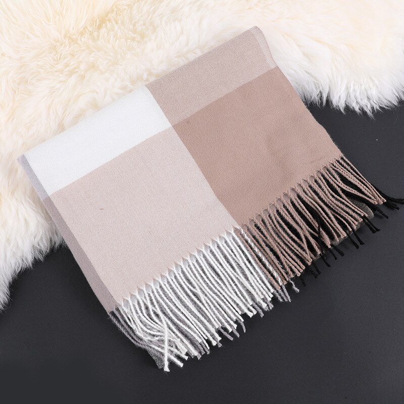 Strikk vinter skjerf til kvinner kashmirlignende pashmina sjal pakke inn geometrisk kvinnelig varmt teppe skjerf skumring stjal: Farge 3