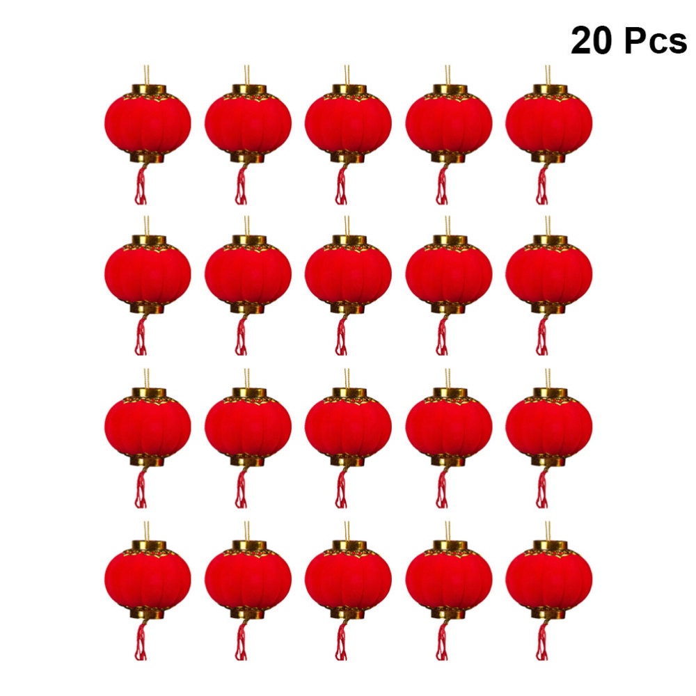 20 stk lanterner dekorative røde kinesiske lanterner kinesiske 3d lanterner heldige hængende lanterner til fest foråret festival