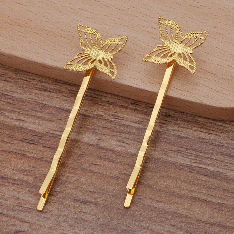 50pc Metal Filigree Butterfly Hair Pins - Handmade Hair Accessories for Women