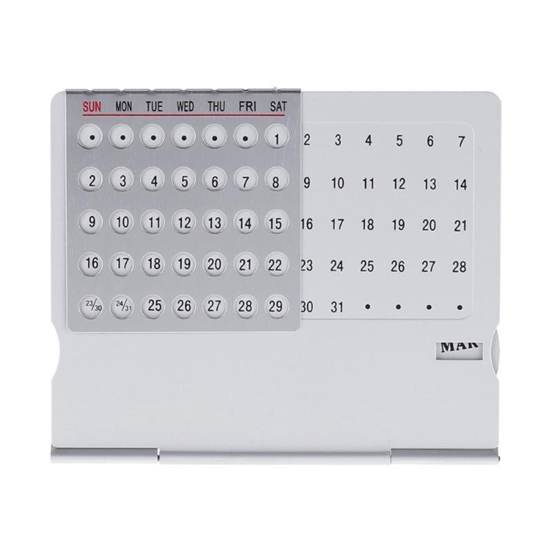 Perpetual Unique 100 Years Calendar Aluminum Alloy Metal Table English Calendars Office Desk Decor
