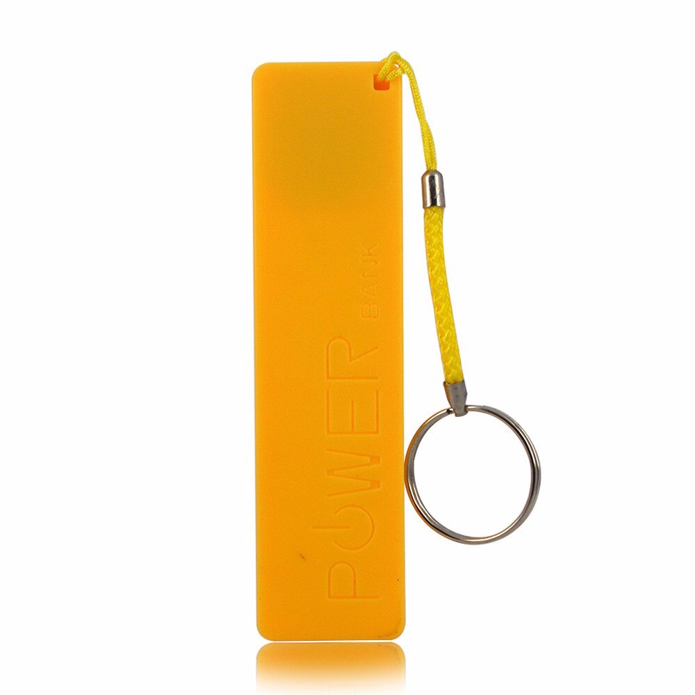 Banco de potência portátil USB com chaveiro, 2600mAh External Power Bank Case Pack Box, 18650 Carregador de bateria: YELLOW